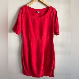 Red Linen Blend Shift Dress Womens Small Minimalist Lagenlook Casual Loose Fit
